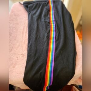 Torrid Black Leggings with Colorful Stripe N Cuffed Legs ●NWT